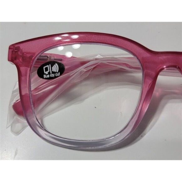 EyeKepper Pink & Clear 1.25 Thick Frame Anti Blue Light Reading Glasses 113459 - Picture 2 of 3